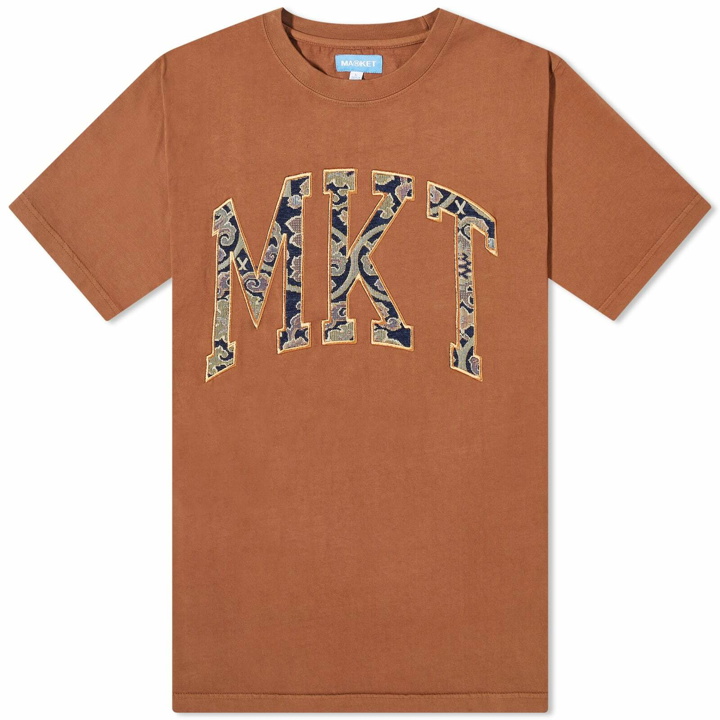 Photo: MARKET Men's Rug Dealer MKT Arc T-Shirt in Acorn