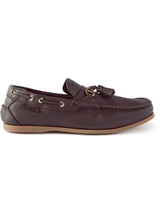 Photo: TOM FORD - Robin Tasselled Full-Grain Leather Boat Shoes - Brown
