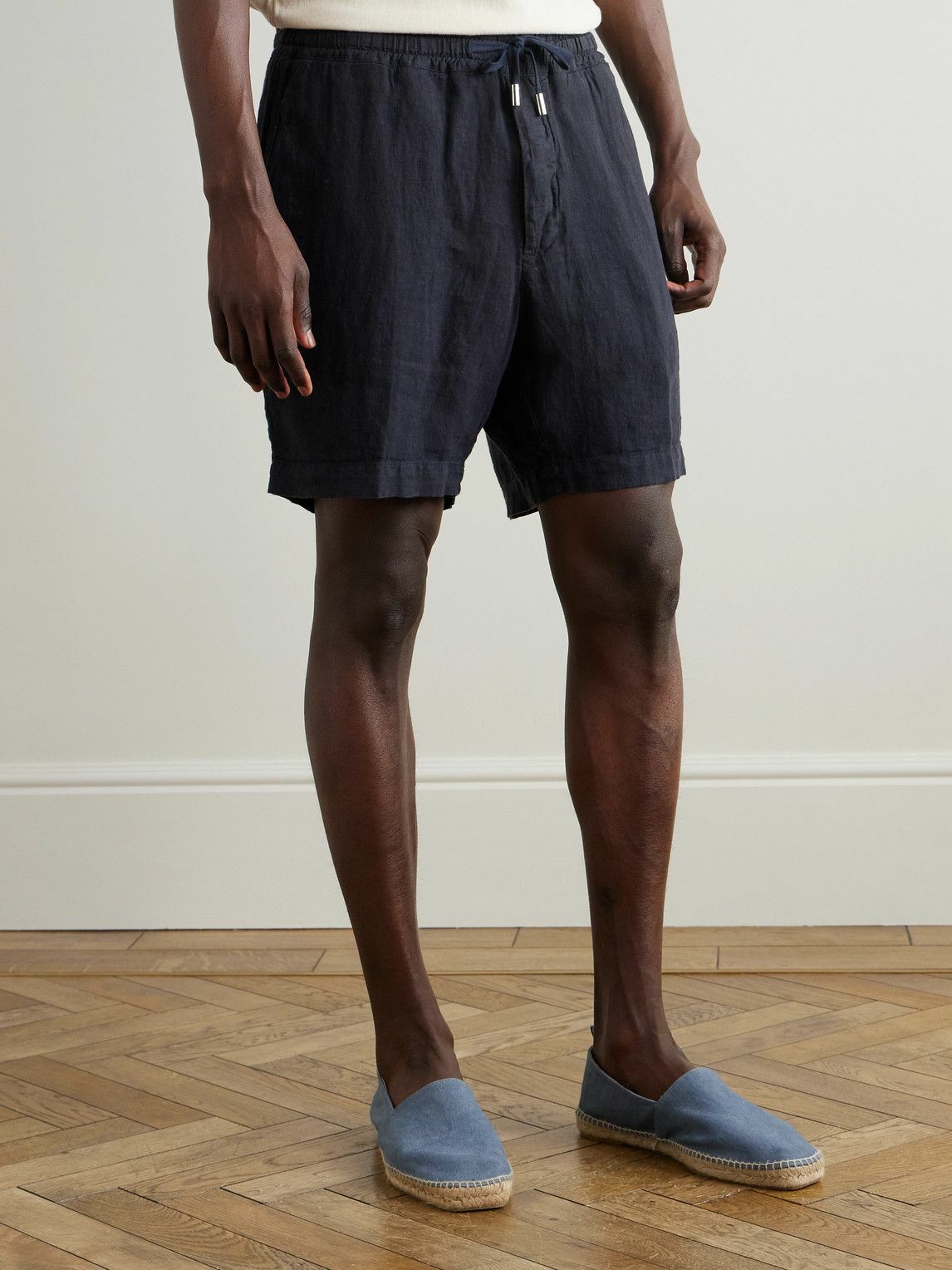 Altea - Samuel Straight-Leg Linen Drawstring Shorts - Blue