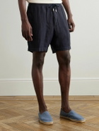 Altea - Samuel Straight-Leg Linen Drawstring Shorts - Blue