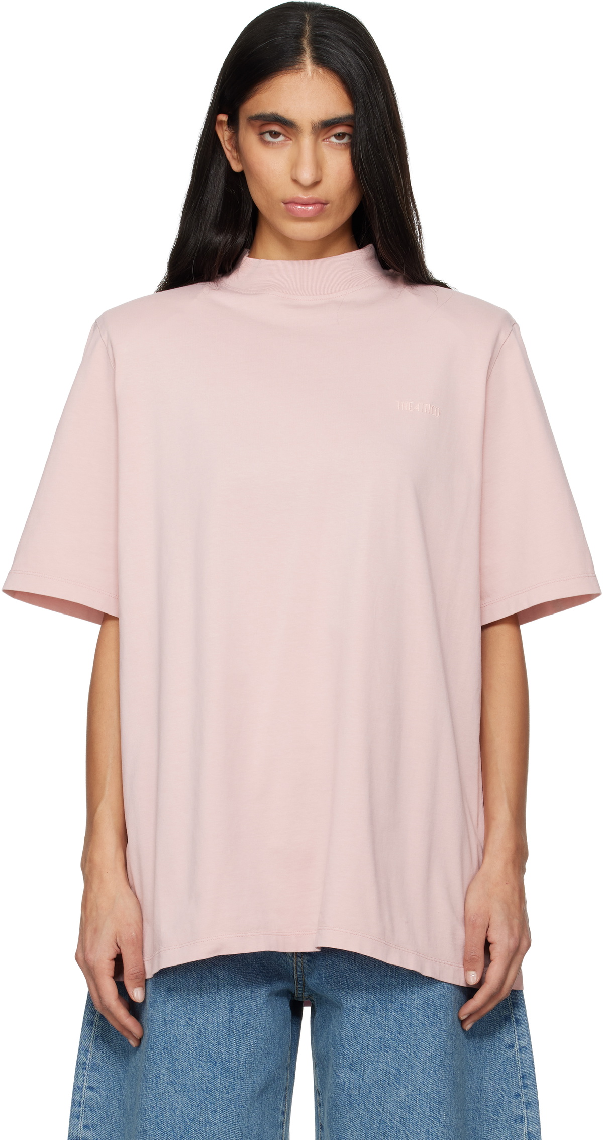 The Attico Pink Padded Shoulder T-shirt