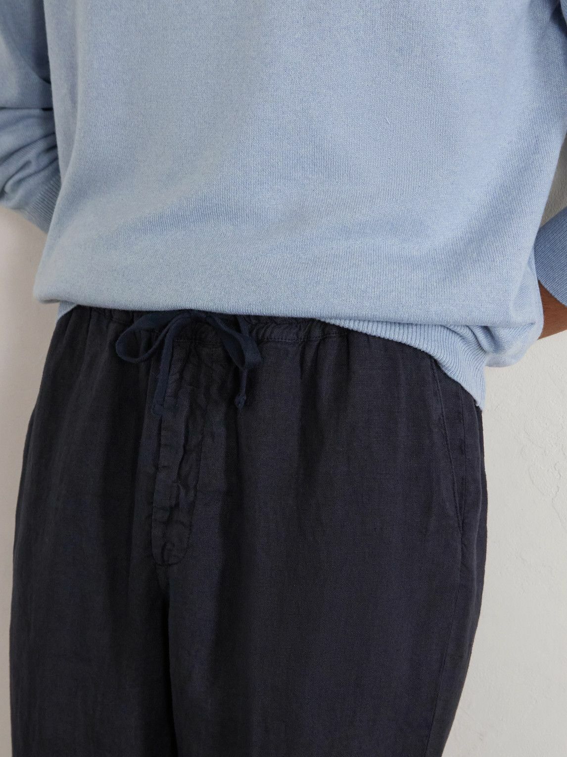 Altea - Mattia Straight-Leg Linen Drawstring Trousers - Blue