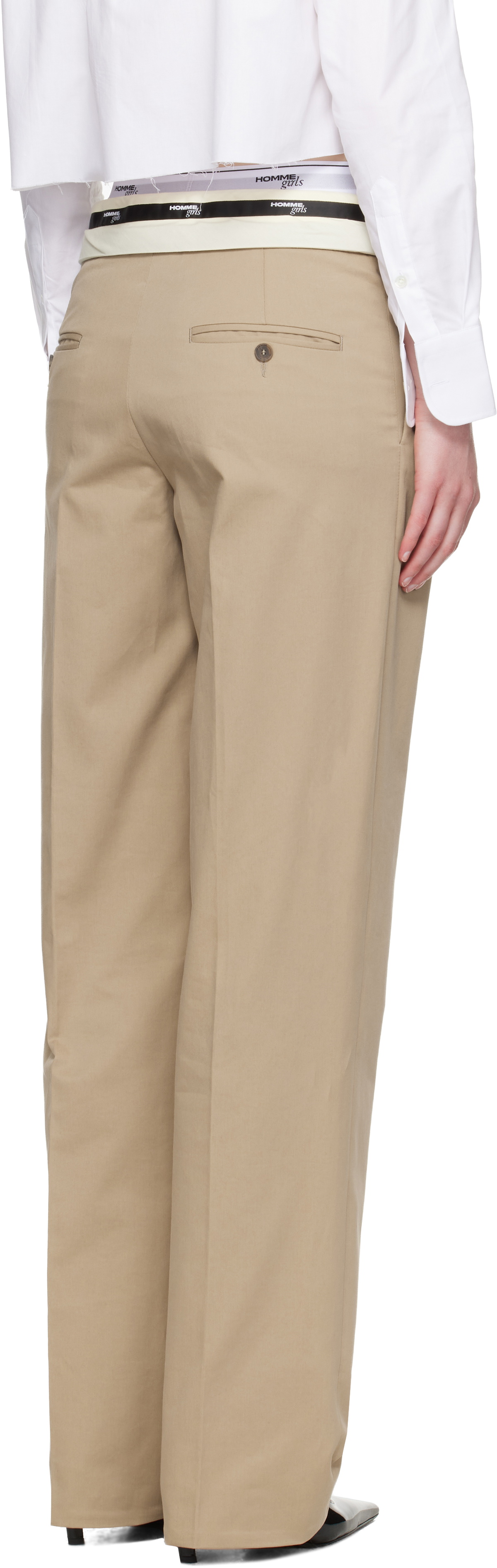 HommeGirls Khaki Big Belt Trousers