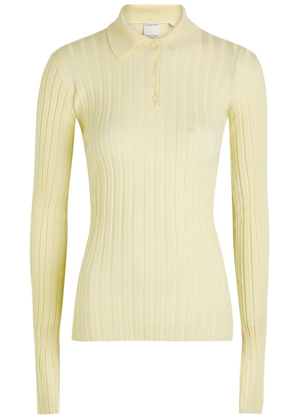 Photo: Calvin Klein Amber Ribbed Wool Polo top Yellow Light