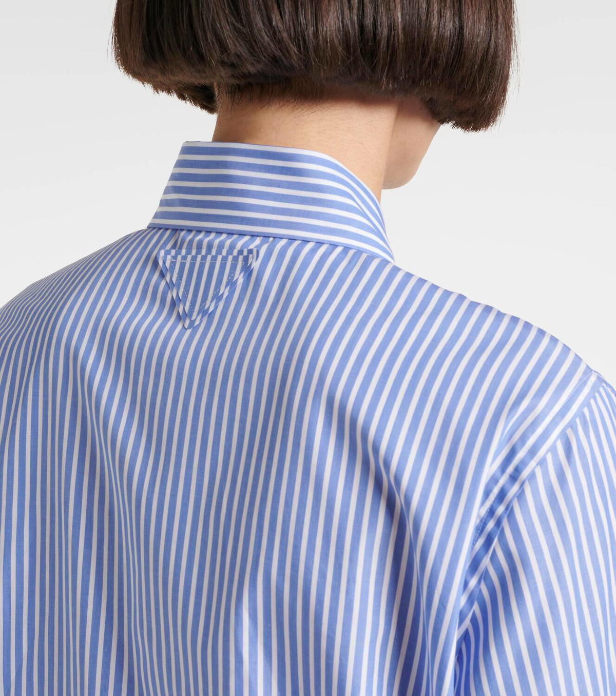 Prada Embellished striped cotton poplin shirt