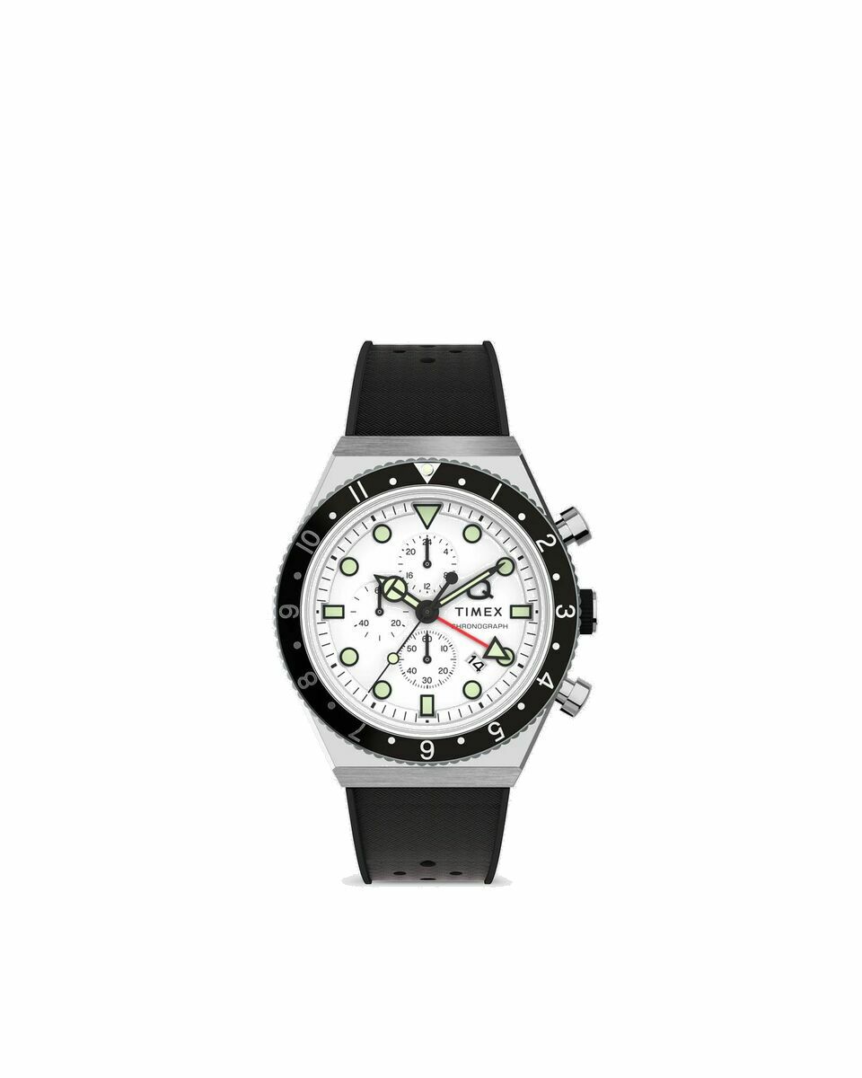 Photo: Timex Q Timex 3 Time Zone Chronograph Black/Silver - Mens - Watches