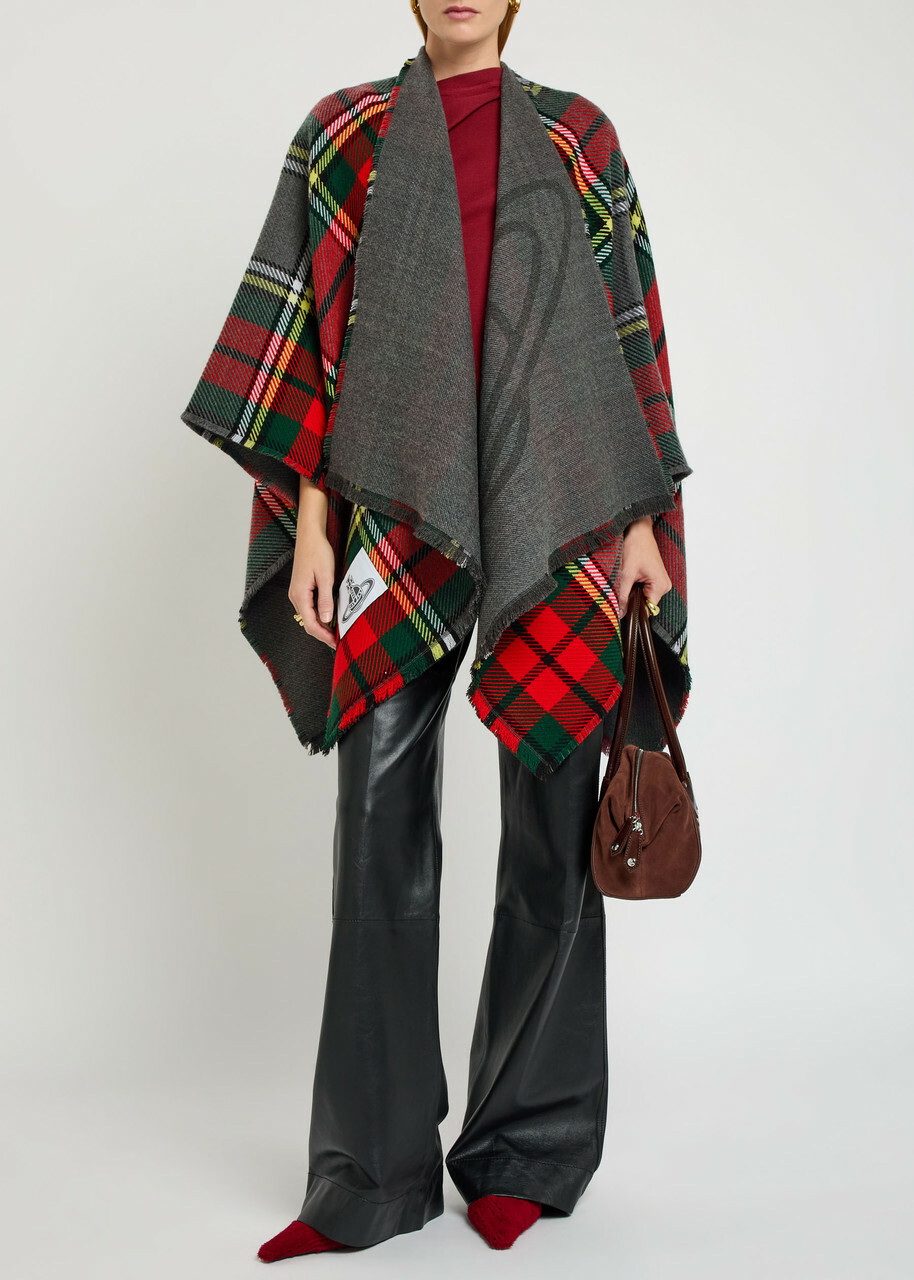 Vivienne Westwood Reversible Tartan Wool Poncho - Red - One Size