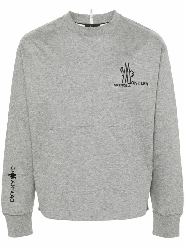 Photo: Moncler Grenoble Grey Logo Print Cotton Sweatshirt