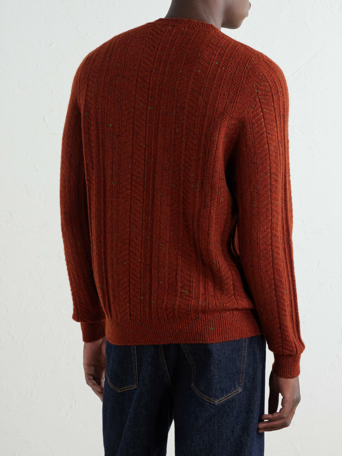 Inis Meáin - Herringbone Merino Wool and Cashmere-Blend Sweater - Red