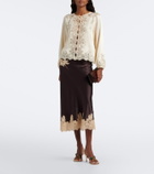 Dôen Lucine lace-trimmed silk satin blouse