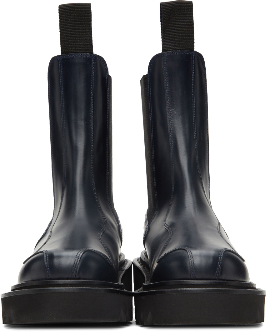Toga Virilis Navy Polished Leather Chelsea Boots Toga Virilis