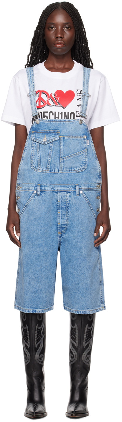 Moschino Jeans Blue Pocket Denim Overalls