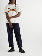 KENZO - Logo-Embroidered Cotton-Jersey T-Shirt - Neutrals