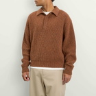Sage Nation Men's Boxy Knit Polo in Speckled Rust