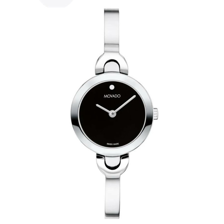 Photo: Movado Intrigue Bangle Quartz Black Dial Ladies Watch 0607947