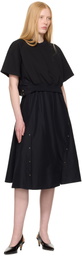 3.1 Phillip Lim Black Short Sleeve French Terry Combo Midi Dress