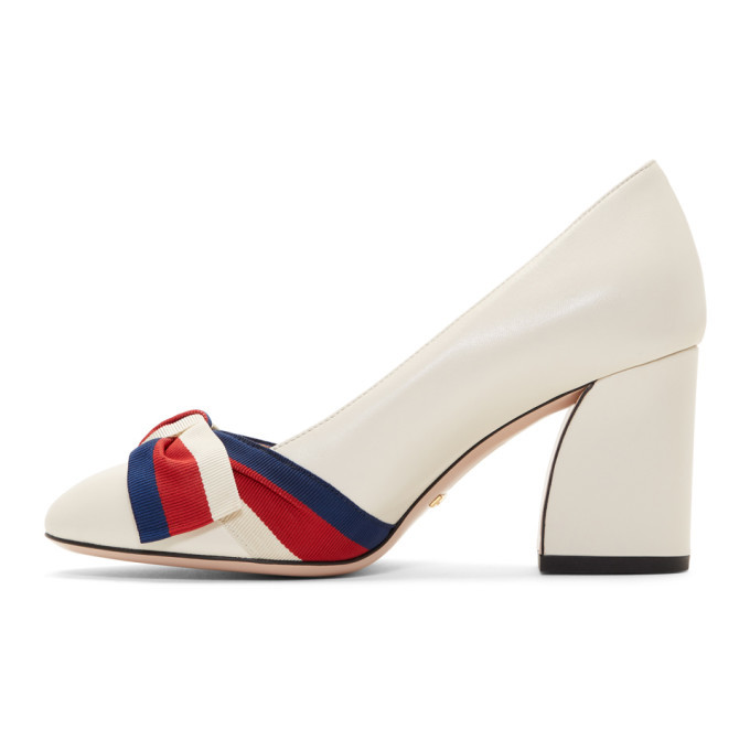 Gucci White Grosgrain Bow Aline Heels Gucci