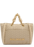 Balmain 1945 Shearling and Monogram-jacquard Tote - Beige - One Size