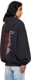 VETEMENTS Black & Burgundy Cradle of Filth Cut-Up Oversized Zip-Up Hoodie