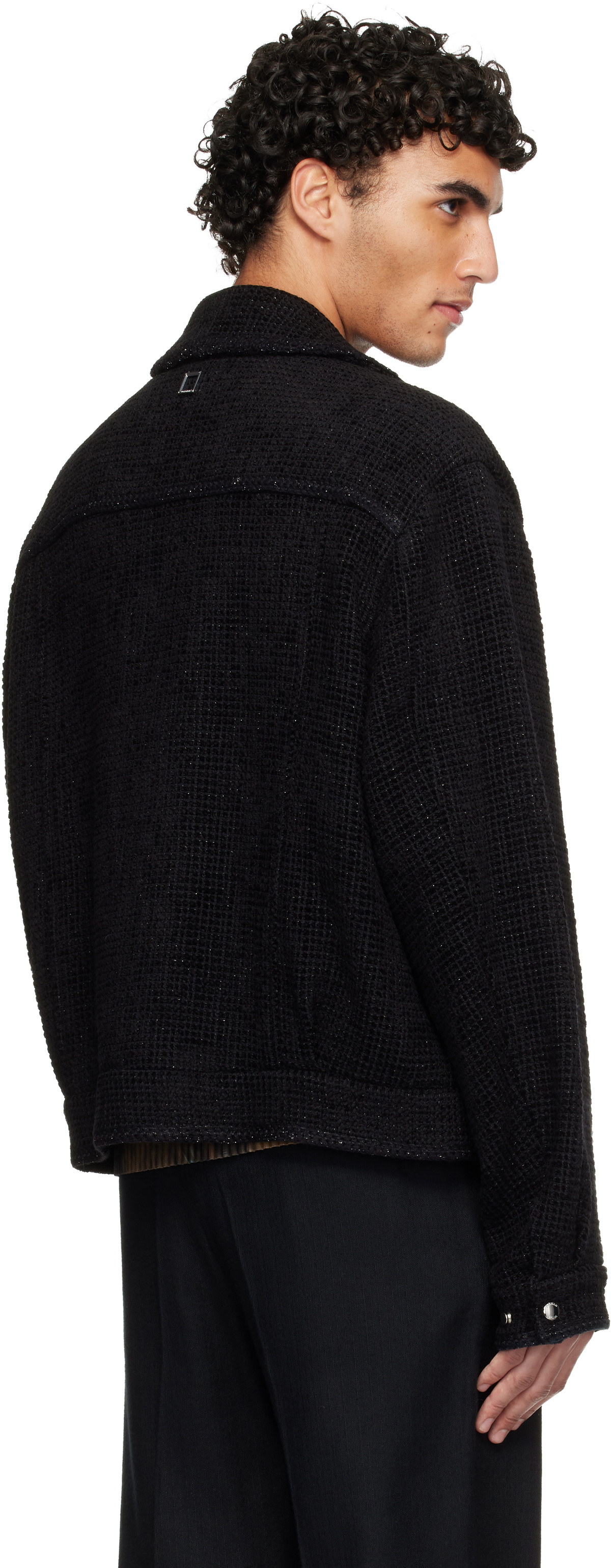 WOOYOUNGMI Black Tweed Zip-Up Jacket Wooyoungmi