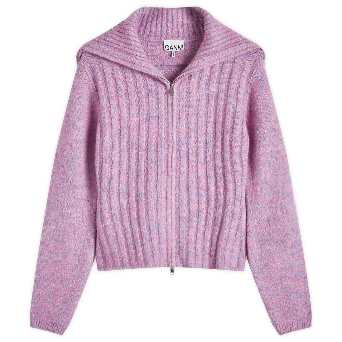 GANNI Women's Alpaca Cotton Mix Highneck in Rose Violet GANNI