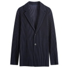 Homme Plissé Issey Miyake Men's Pleated Single Breasted Jacket in Navy