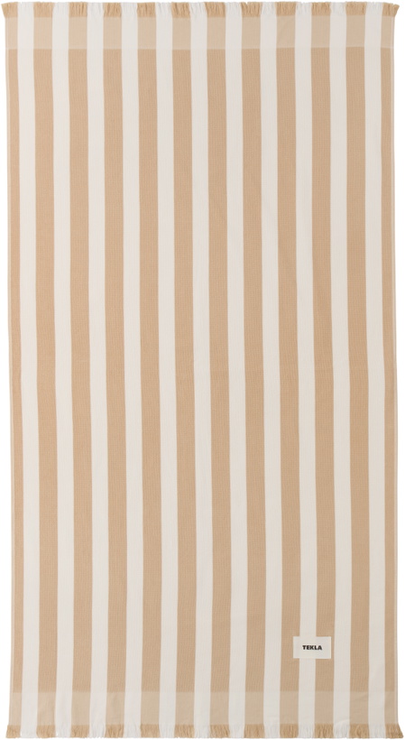 Photo: Tekla Off-White & Tan Striped Beach Towel