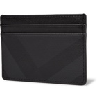 Burberry - Checked Cross-Grain Leather Cardholder - Gray