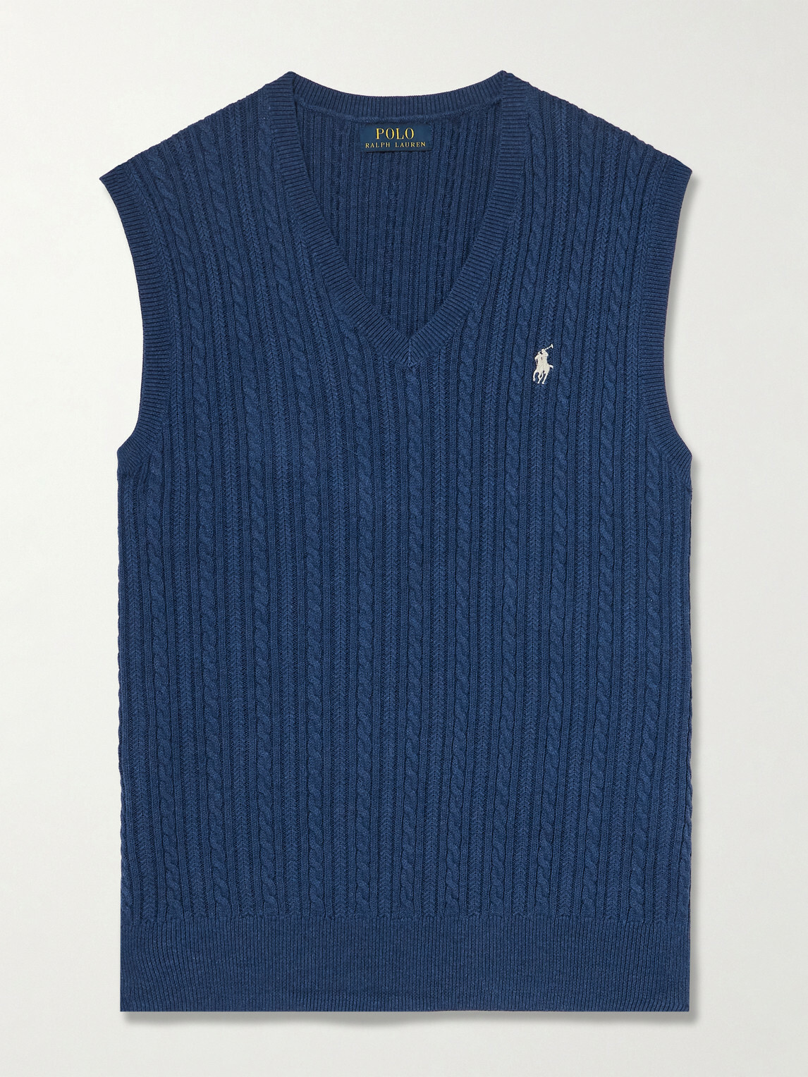 Polo Ralph Lauren - Logo-Embroidered Cable-Knit Cotton Vest - Blue