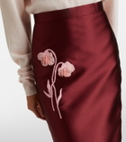 Erdem Floral-appliqué satin slip skirt
