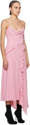 MSGM Pink Ruffle Maxi Dress