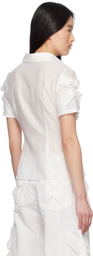 J.Kim White Smocked Flower Shirt
