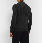Incotex - Cable-Knit Wool and Cashmere-Blend Mock-Neck Sweater - Charcoal