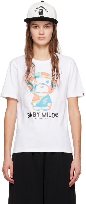 Photo: BAPE White & Green Liquid Camo Baby Milo T-Shirt