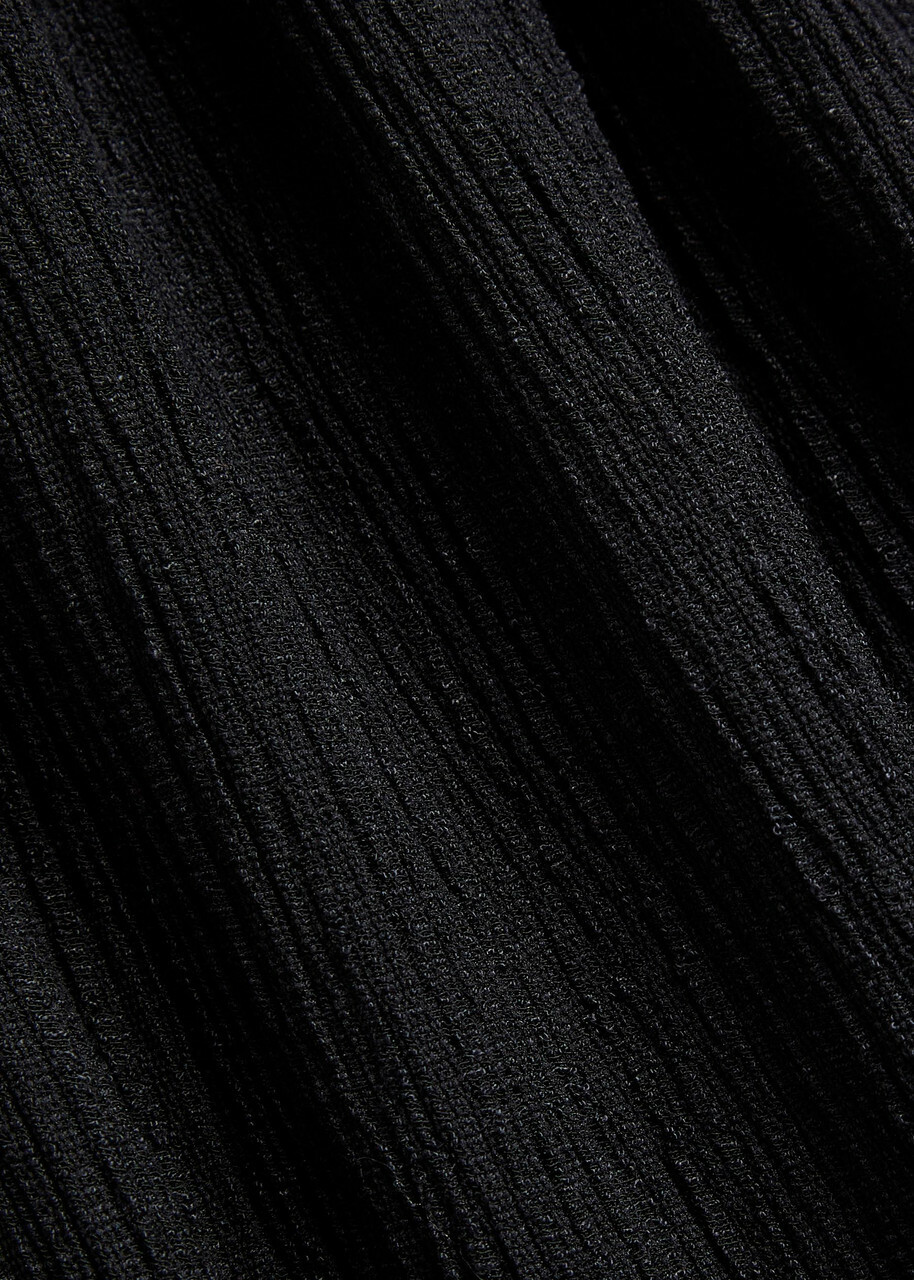 Vince Shadow Draped Textured Fine-knit Midi Skirt Black