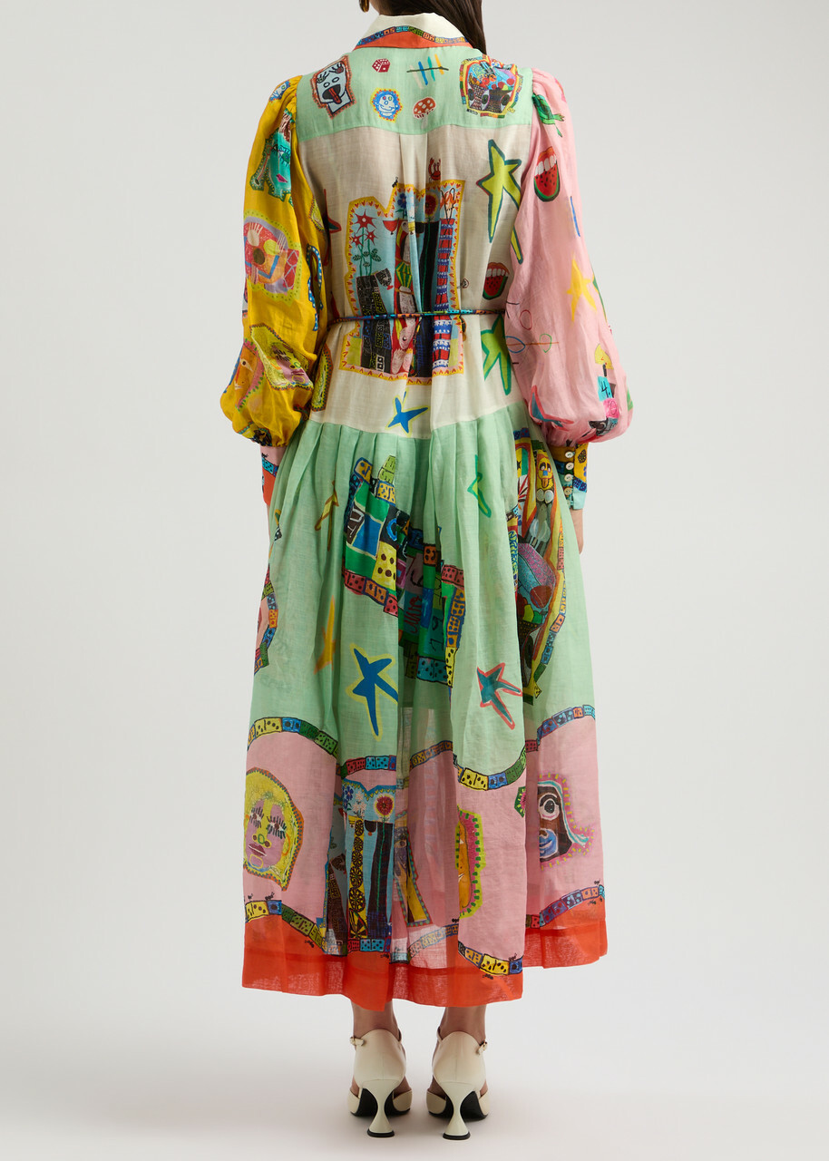 Alemais Players Printed Ramie Maxi Shirt Dress Multicoloured ALMAIS