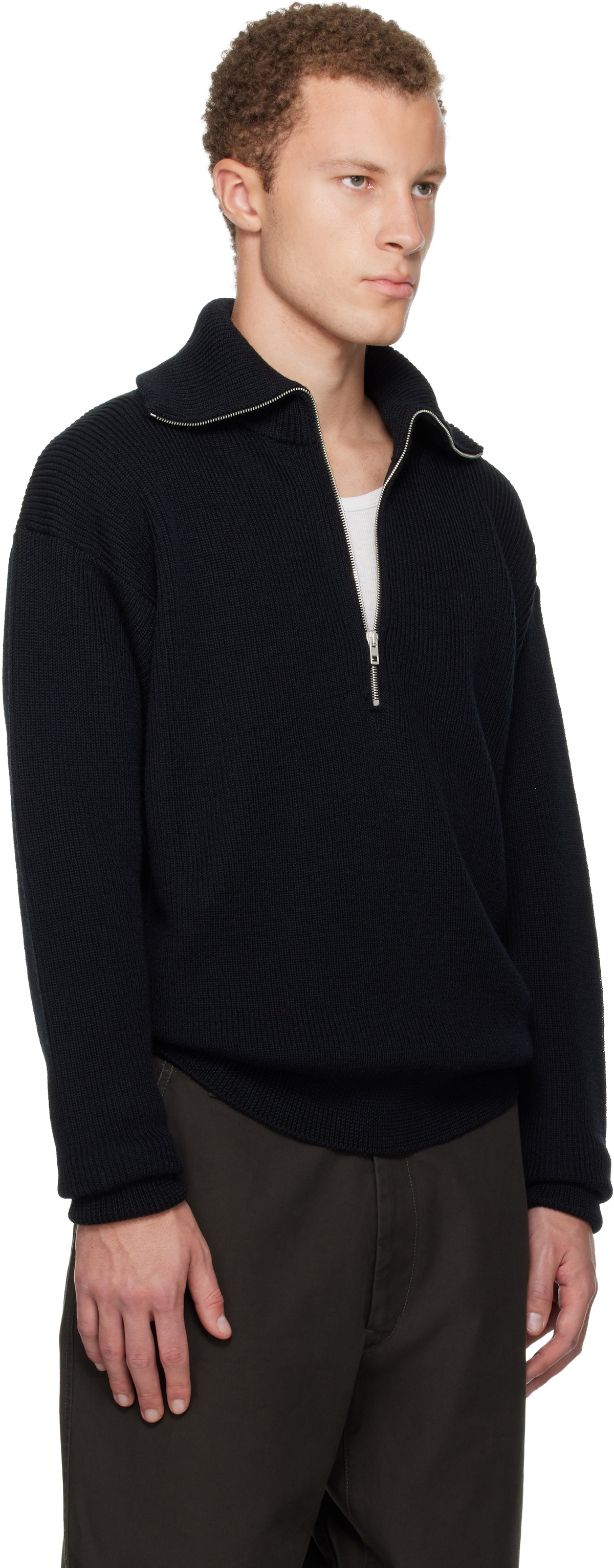LEMAIRE Black Half Zip Sweater