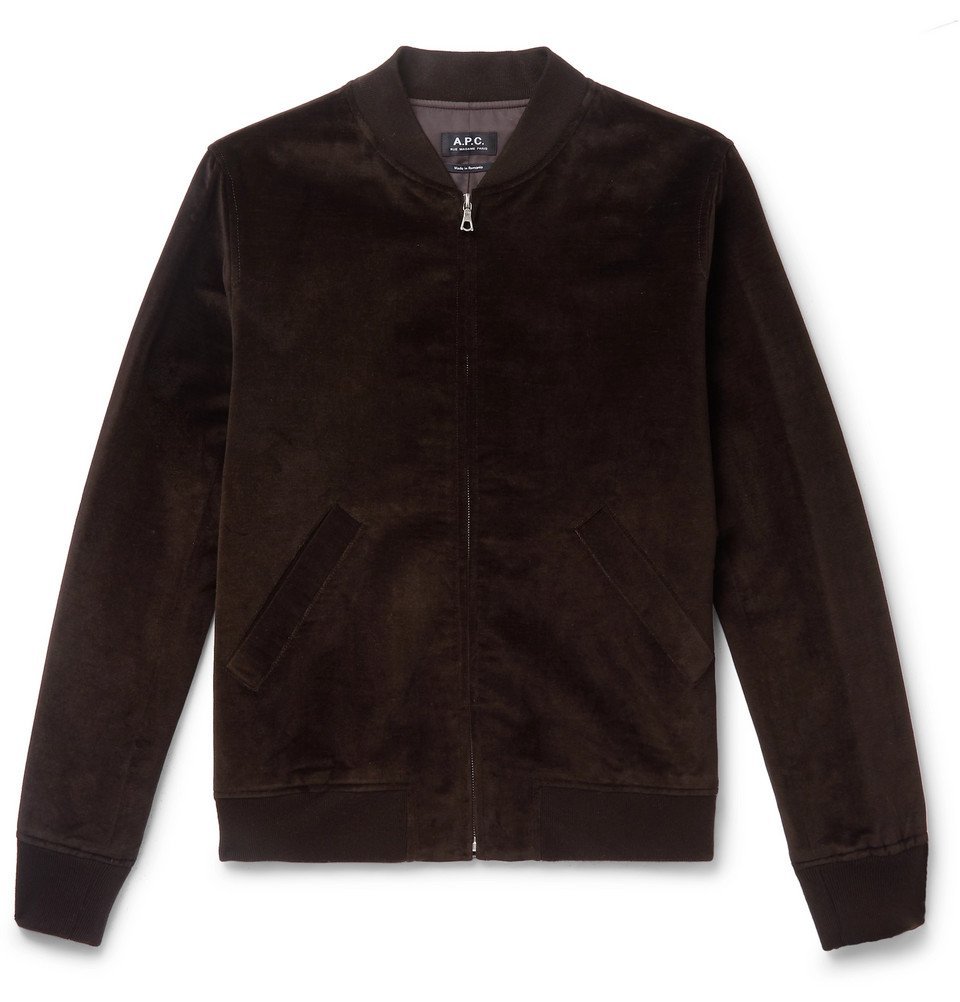 A.P.C. Barett Cotton and Linen Blend Velvet Bomber Jacket Brown A.P.C