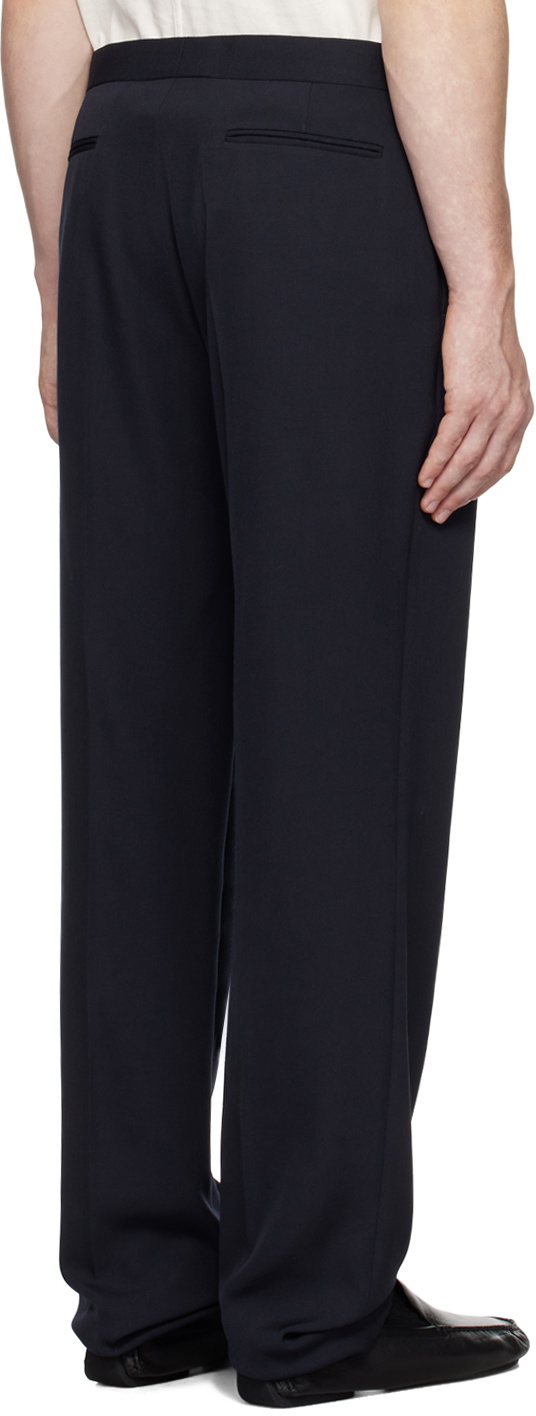 The Row Navy Knit Boot Cut Pull-On Trouser Pants Size S