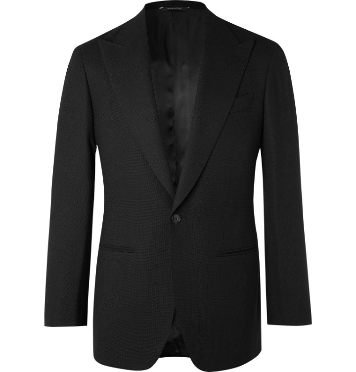 Photo: Saman Amel - Black Slim-Fit Wool-Hopsack Tuxedo Jacket - Black