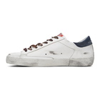 Golden Goose White and Navy Superstar Sneakers