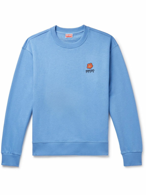 Photo: KENZO - Logo-Embroidered Cotton-Jersey Sweatshirt - Blue
