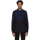 Amiri Blue and Black Flannel Dip-Dye Shirt