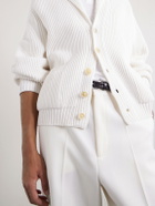 TOM FORD - Ribbed Cashmere and Cotton-Blend Cardigan - Neutrals