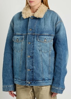 Acne Studios Quilted Faux Shearling and Denim Jacket Mid Blu