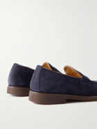 Brunello Cucinelli - Flex Leather-Trimmed Suede Penny Loafers - Blue