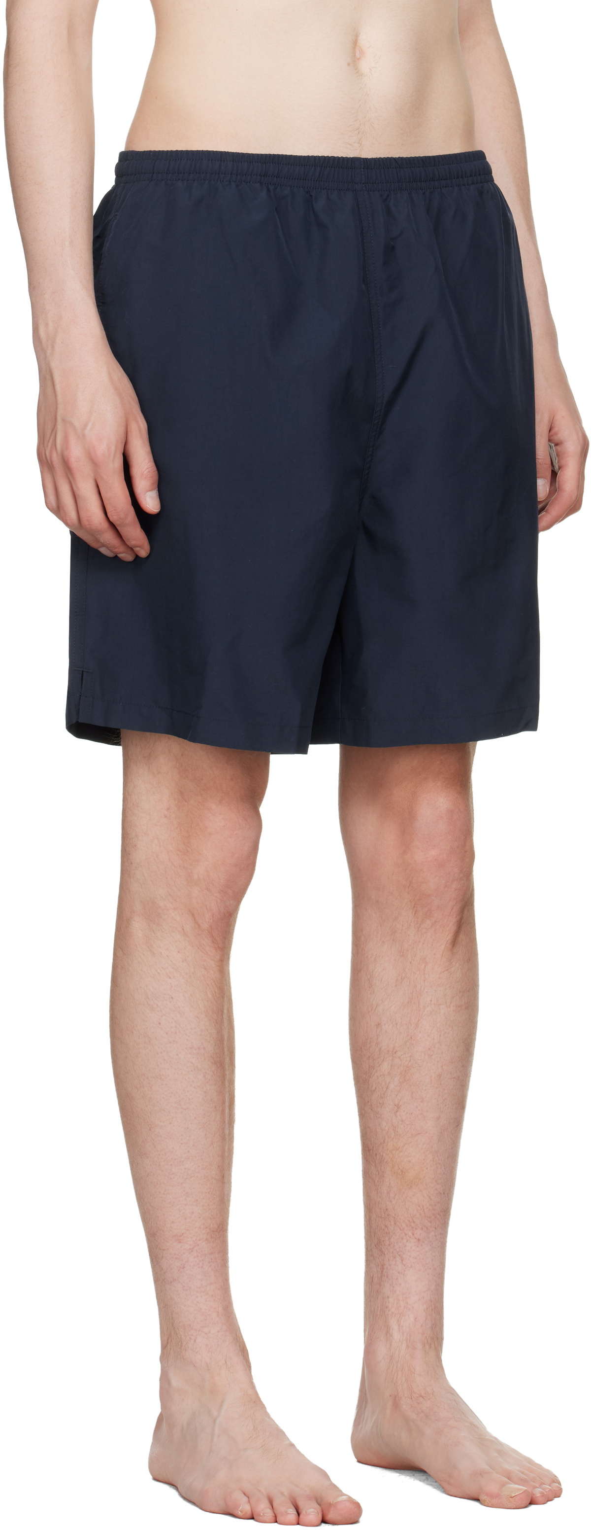 AMI Paris Navy Long Plain Swim Shorts