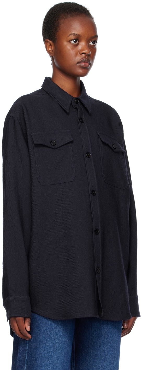 AMI Alexandre Mattiussi Navy Chest Pocket Shirt