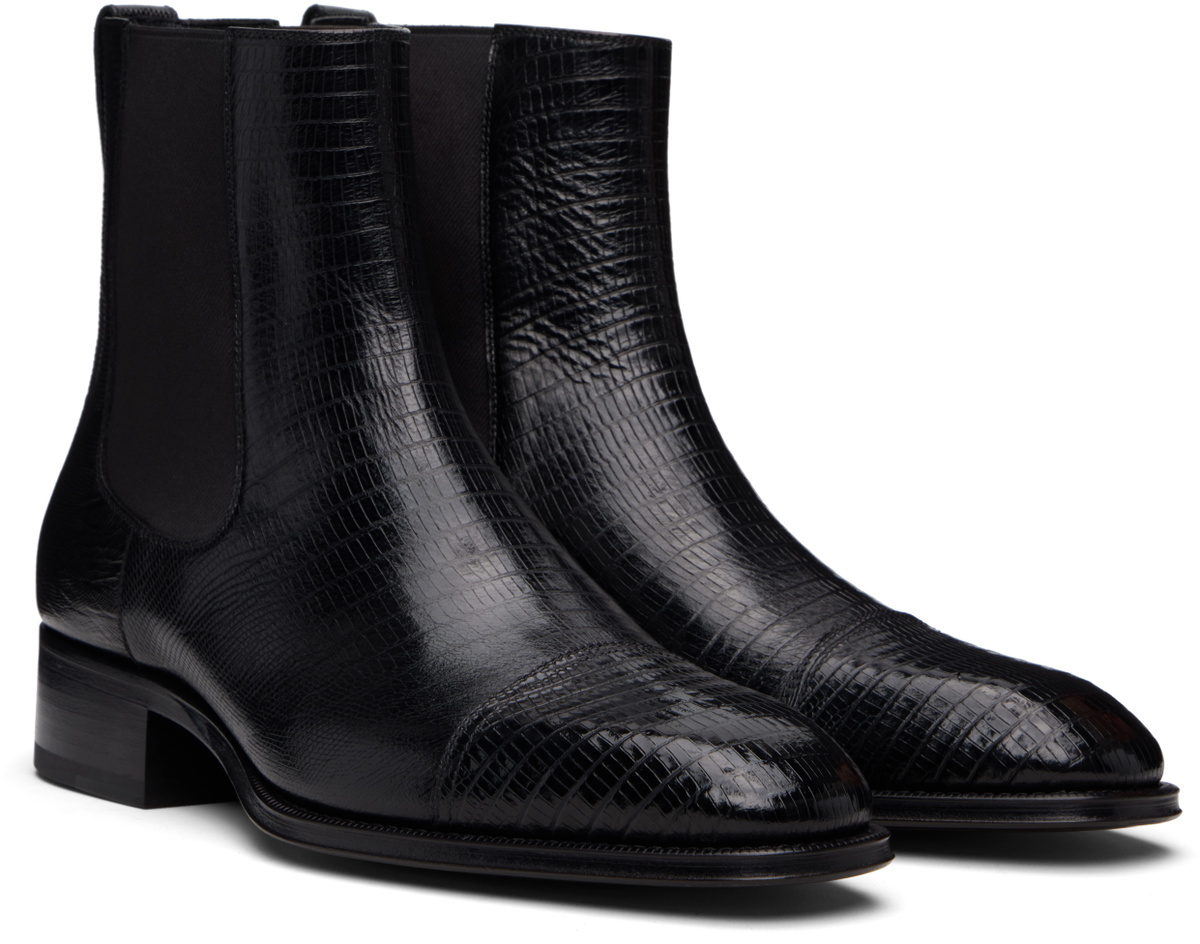 TOM FORD Black Printed Tejus Chelsea Boots