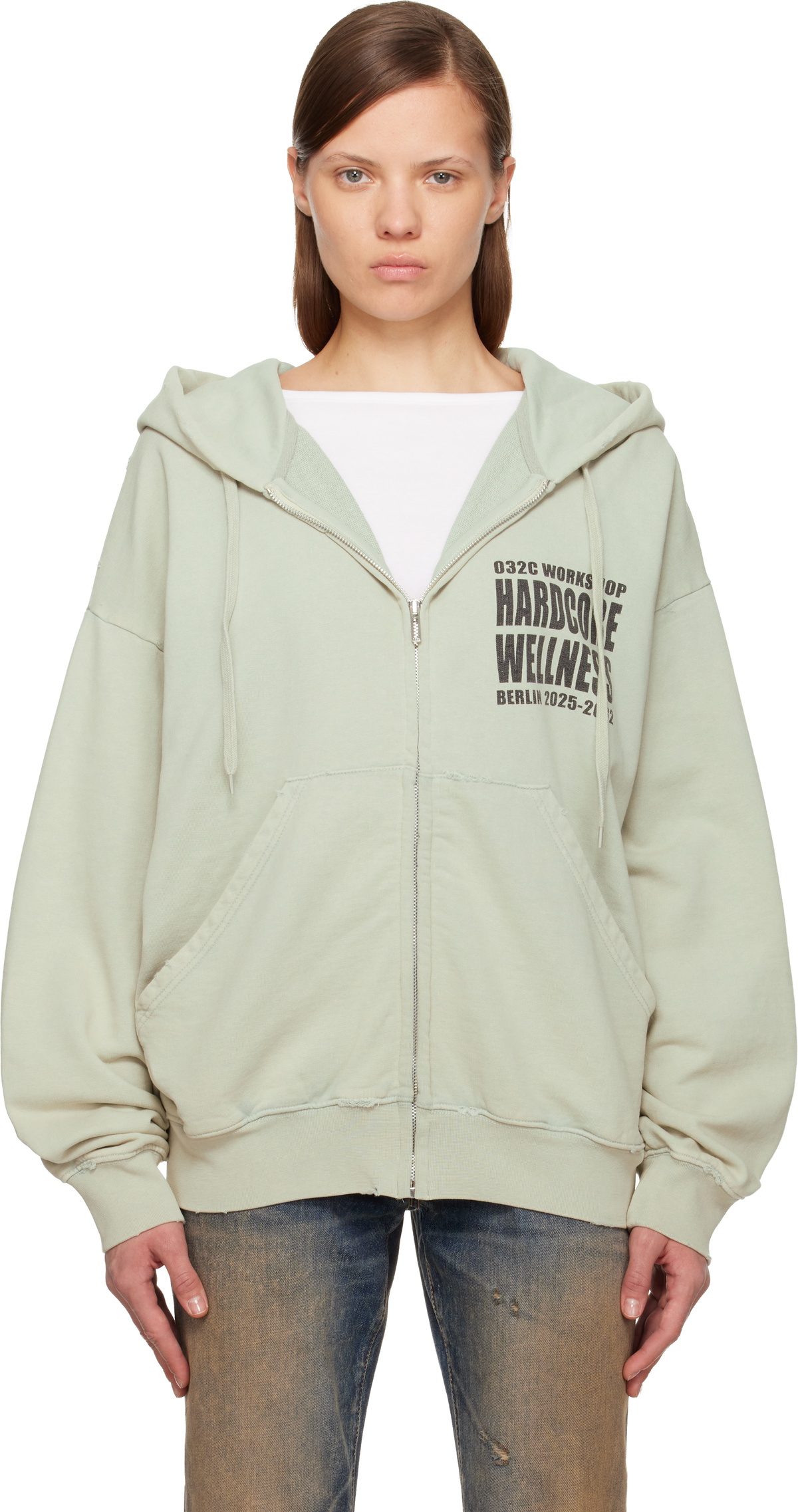 032c Green Hardcore Wellness Zip-Up Jacket